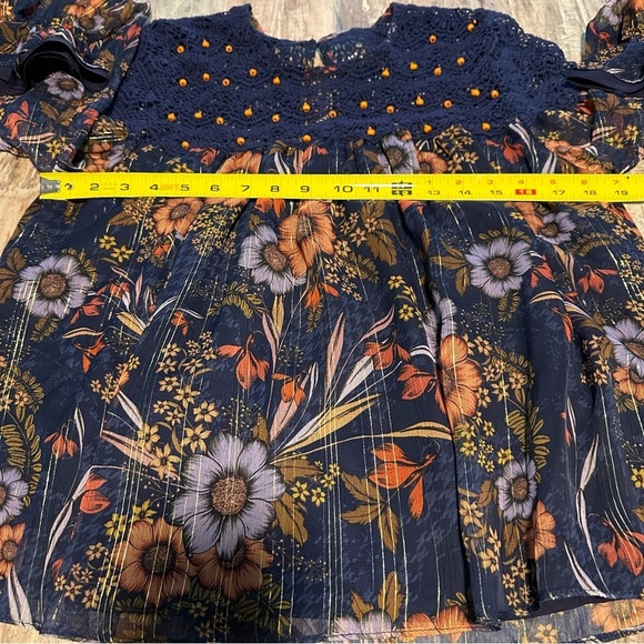 Anthro Mynah’s Reynu Taandon Cristy Crochet Blouse Floral Multicolor Boho XS NWT - Picture 6 of 11
